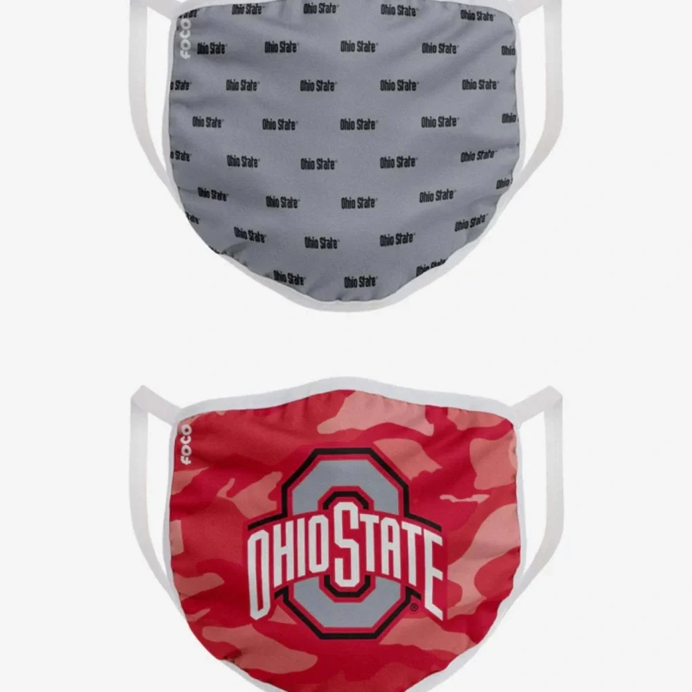 NCAA OHIO STATE BUCKEYES  2 PACK FACE MASKS OS UNISEX ADULT NWT
